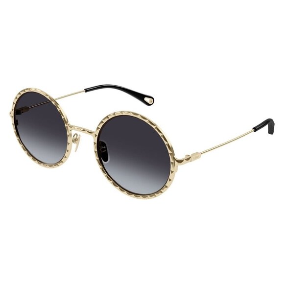 New CHLOE Gold Round CH0230S 001 Sunglasses Women - Picture 1 of 4
